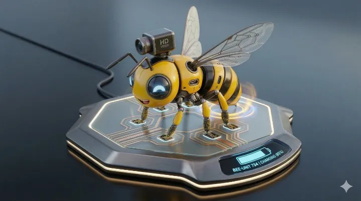 A Robee robotic hive charging station